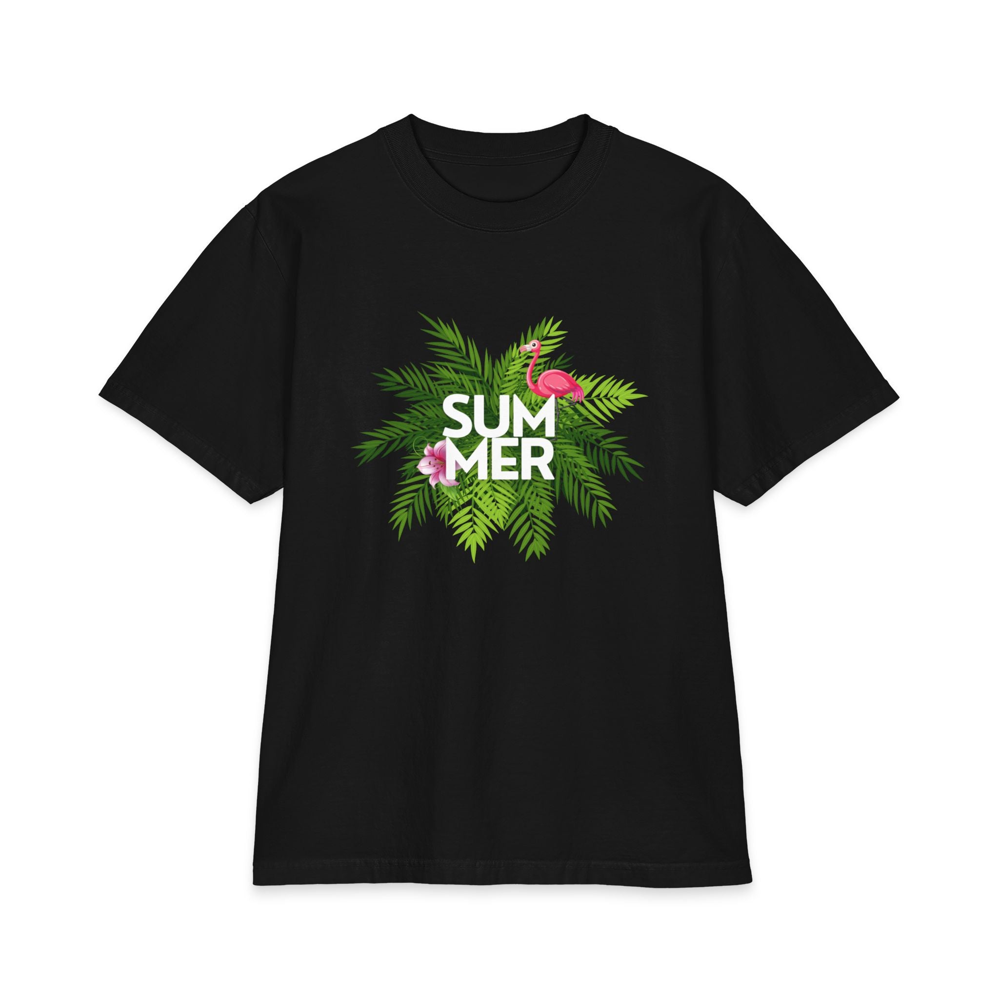 Summer Palm T‑Shirt Tropical Flamingo ‘SUMMER’ Graphic