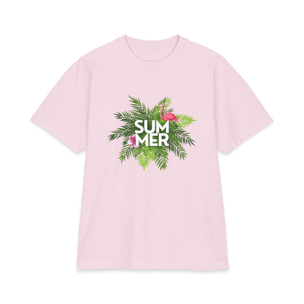 Summer Palm T‑Shirt Tropical Flamingo ‘SUMMER’ Graphic