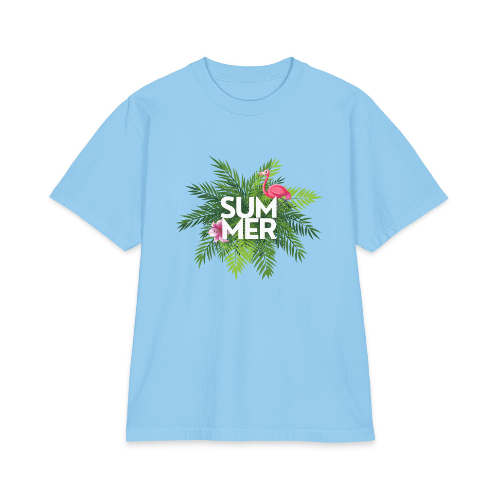 Summer Palm T‑Shirt Tropical Flamingo ‘SUMMER’ Graphic